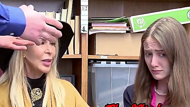 Milf and teenage suck penis for facial cumshot after shoplifting in hd