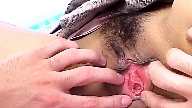 Japanese AV Model has nipples pinched and hairy crack screwe