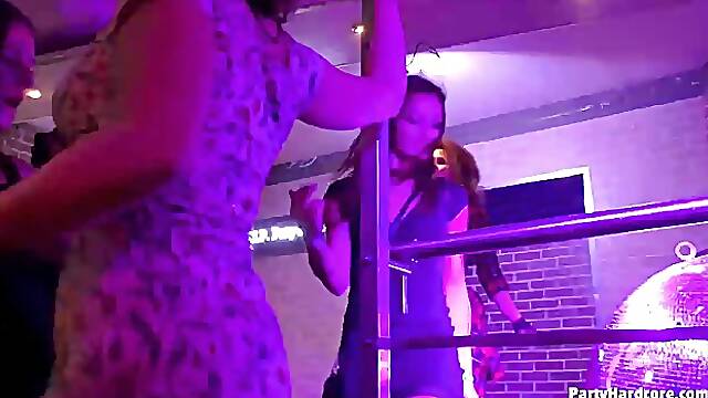 Excited ladies are dancing in the night club and getting ready to have some sexy fun