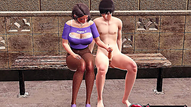 Elsa with big tits in pantyhose gives sloppy blowjob to big dick