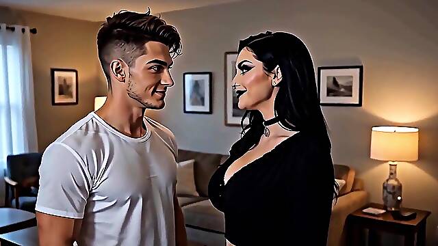 Tenant gives landlord a sloppy blowjob in 3D.