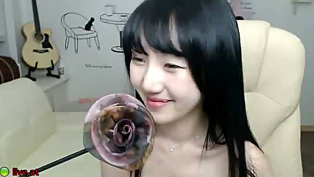 Hot Korean teen webcam show in stockings