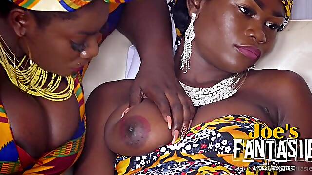 The Magic African Plant - amateur threesome with gorgeous busty ebony babes
