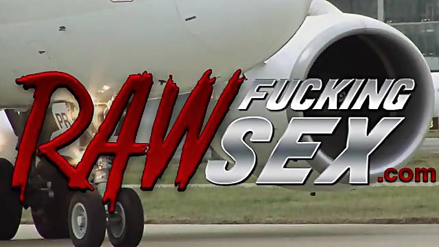 Lustful pilot is screwing a smokin sexy stewardess, Madelyn Marie, in the midst of the flight