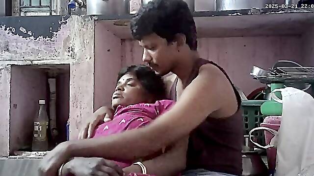 Indian village house wife and housband sizzling smooching and love movement