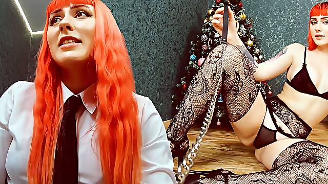 JOI Feet: Makima Teases Your Cock with Her Feet in Stockings and High Heels