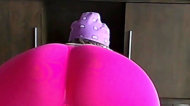 Stretching and Teasing in Yoga Pants Without Panties